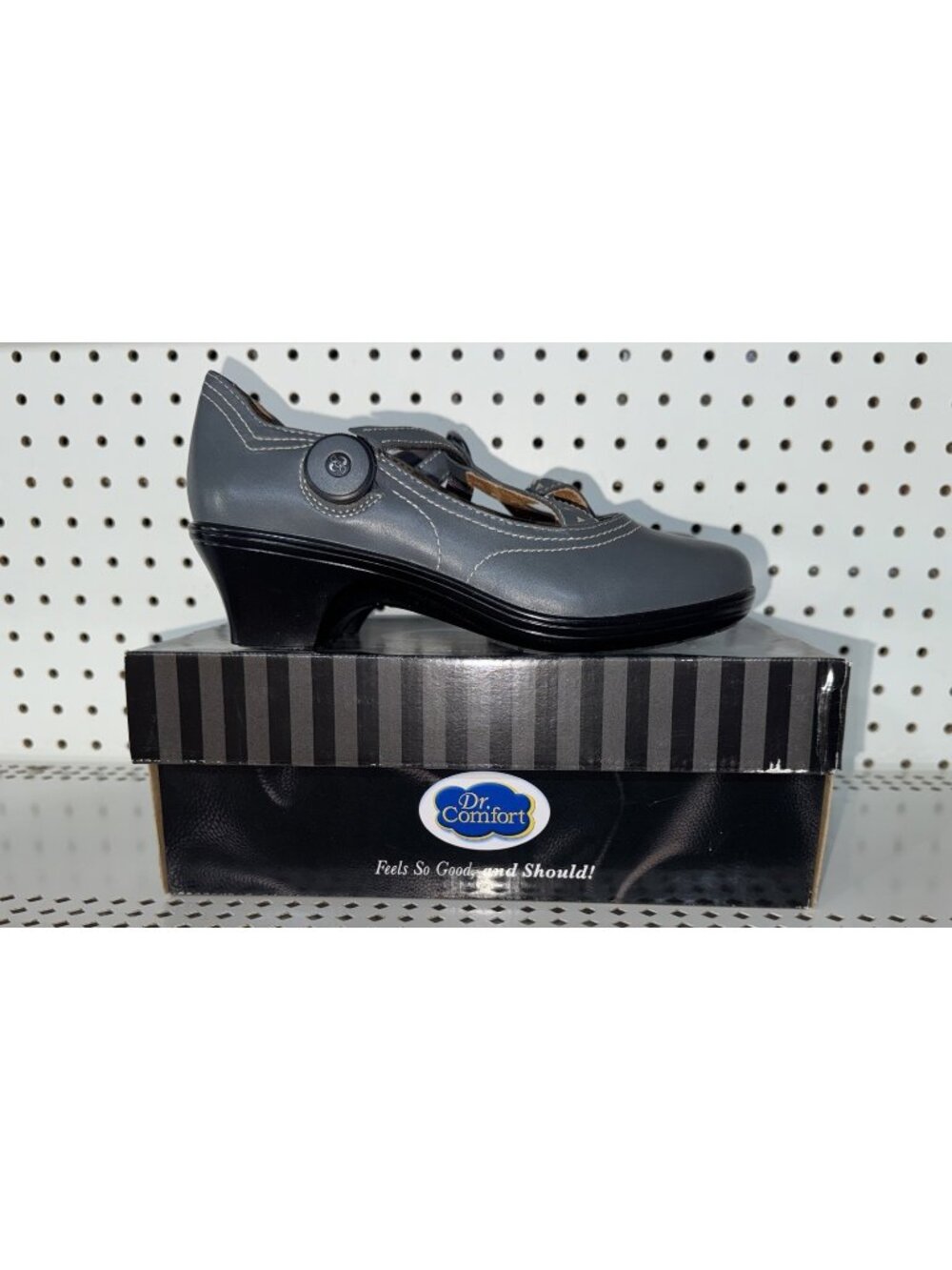 Dr. Comfort Carmen BOA Womens Leather Diabetic Mary Jane Heels Size 7 WIDE Gray